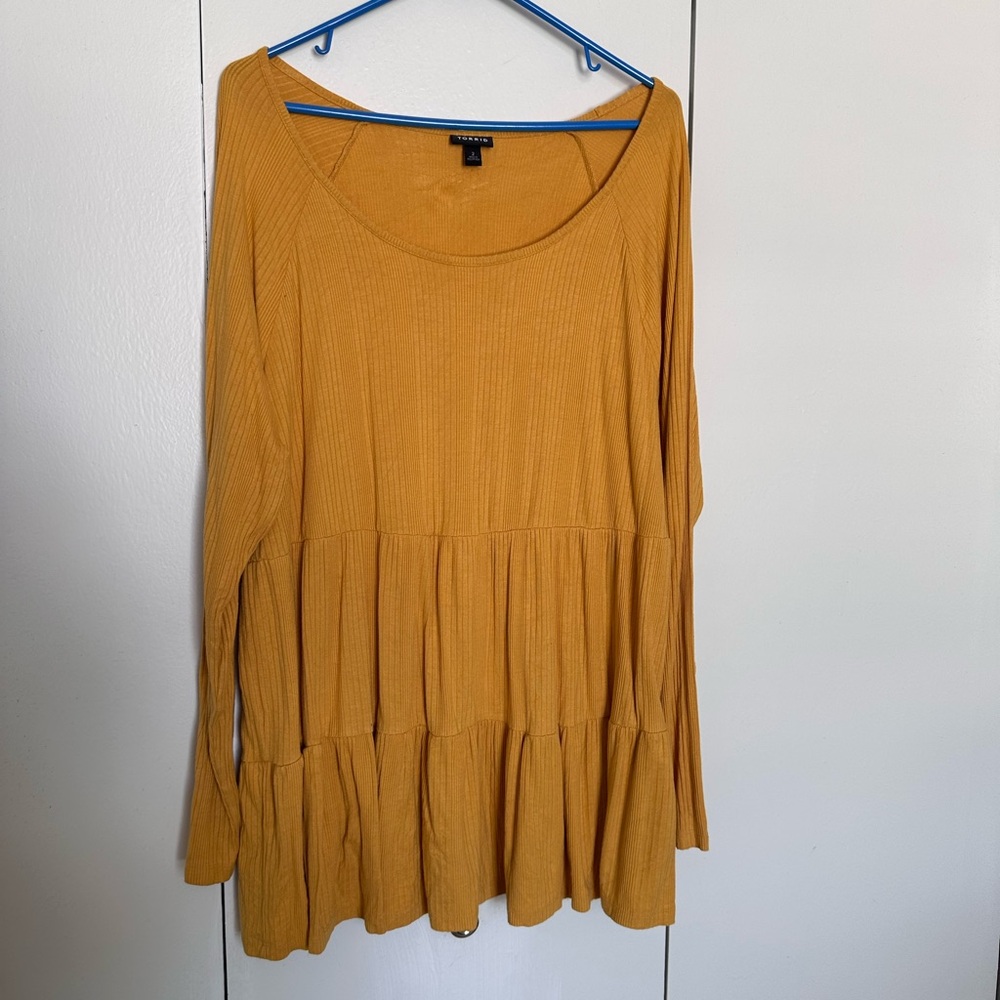 Torrid Golden Ribbed Top with Lularoe Pencil Leggings Size 2XL